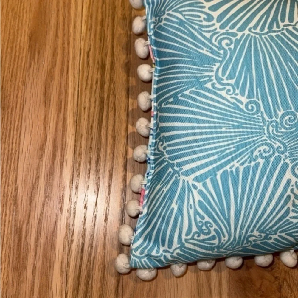 Lilly Pulitzer Mermaid Preppy Outdoor Pom Pom‎ Pillow 12 x 20